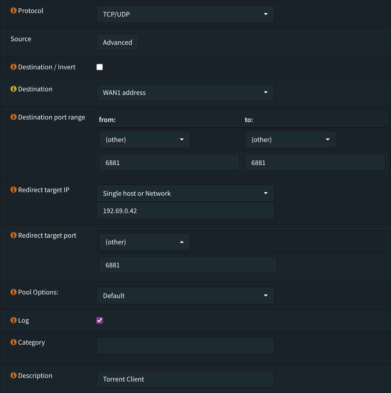 Port Forward Settings