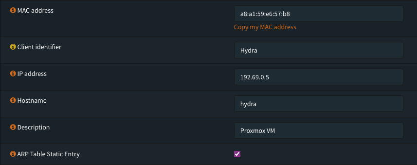 Static IP Settings